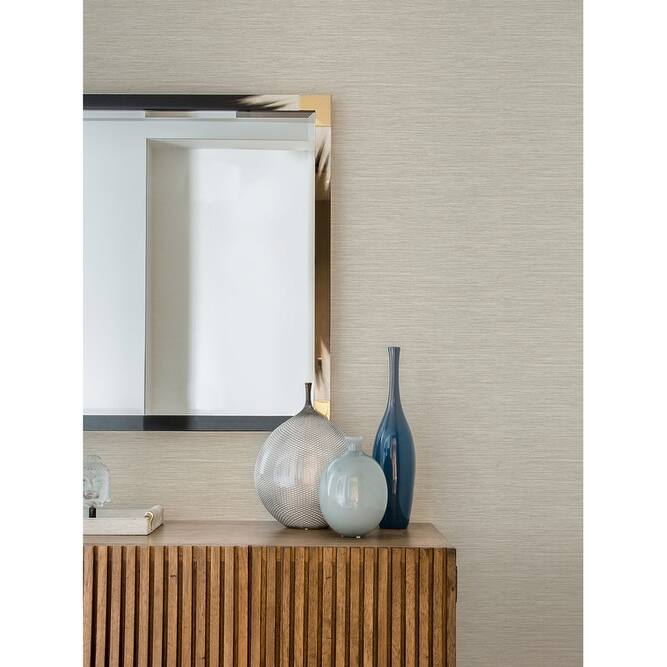 Advantage Cantor Beige Faux Grasscloth Wallpaper