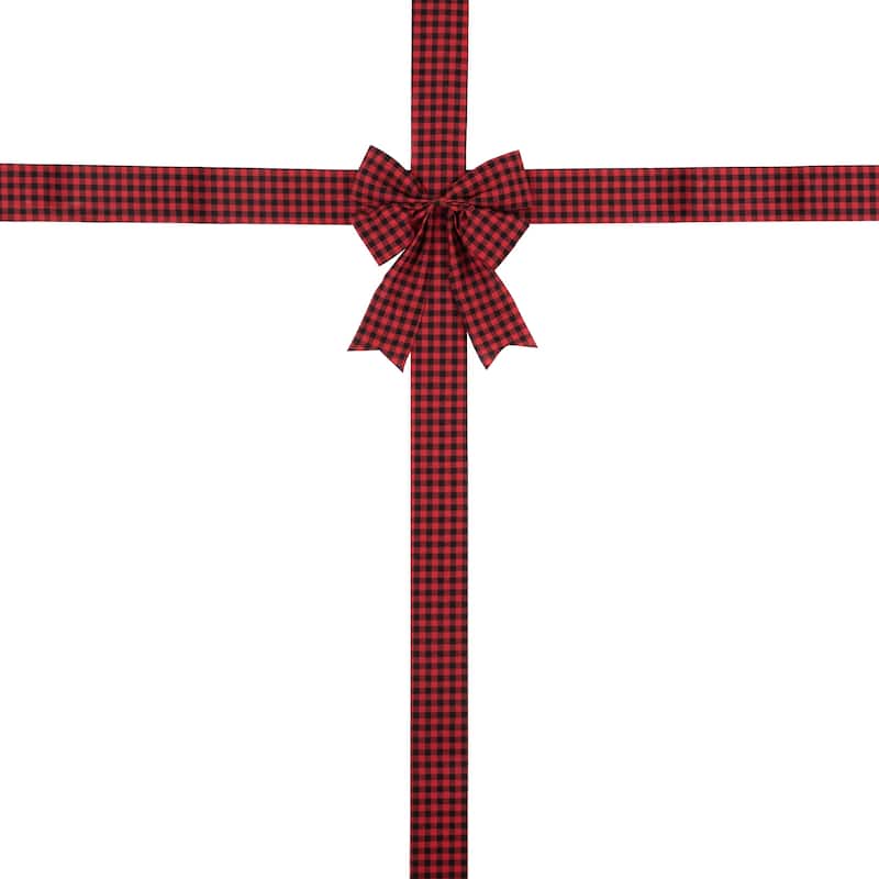 14' Red Buffalo Plaid Christmas Door Bow