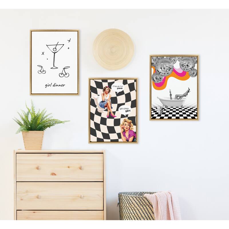 Kate and Laurel Sylvie Go Girl Black Framed Canvas by Honey Island