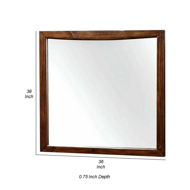 Mirror with Rectangular Wooden Frame, Cherry Brown