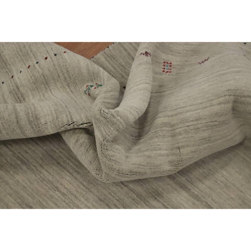 Hand Knotted Oriental 100% Wool Carpet Tribal Animal Pictorial Beige & Ivories Gabbeh Area Rug - 7' 9'' X 5' 0''
