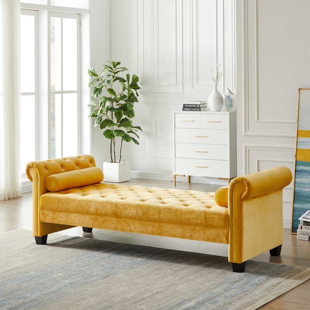 Yellow best sale bedroom bench