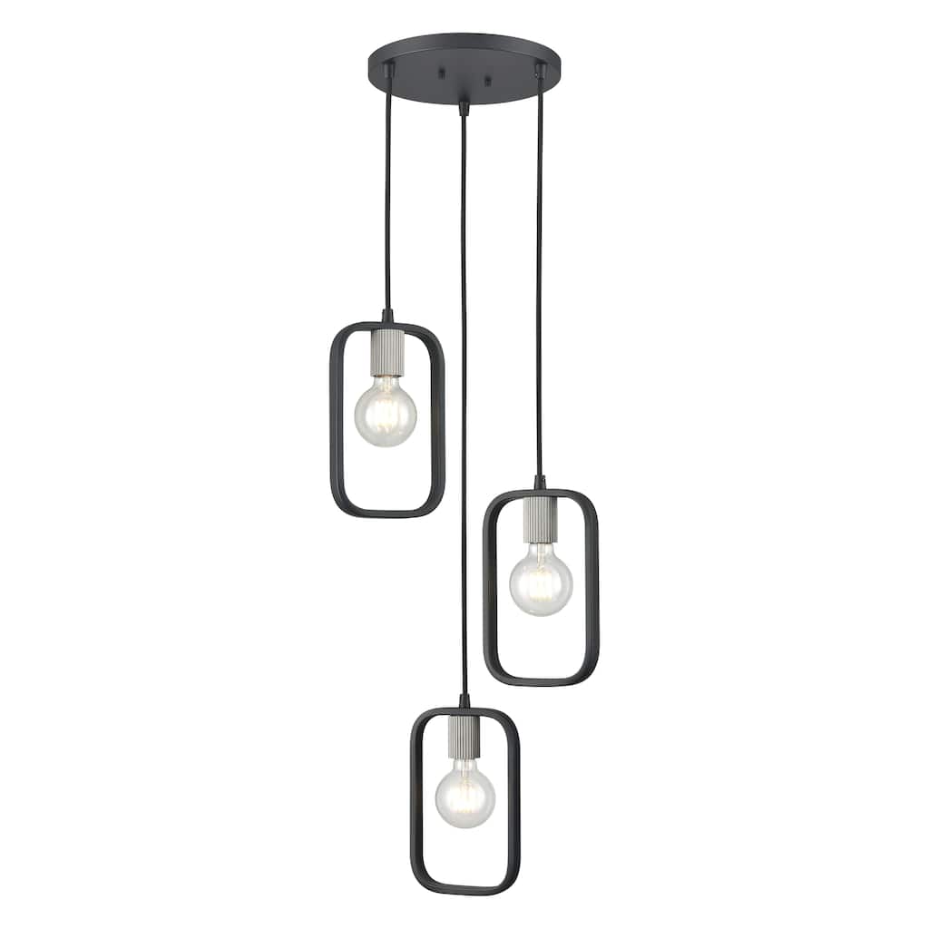 Dylan 12-inch Wide 3-Light Chandelier in Matte Black - 12-inch Wide