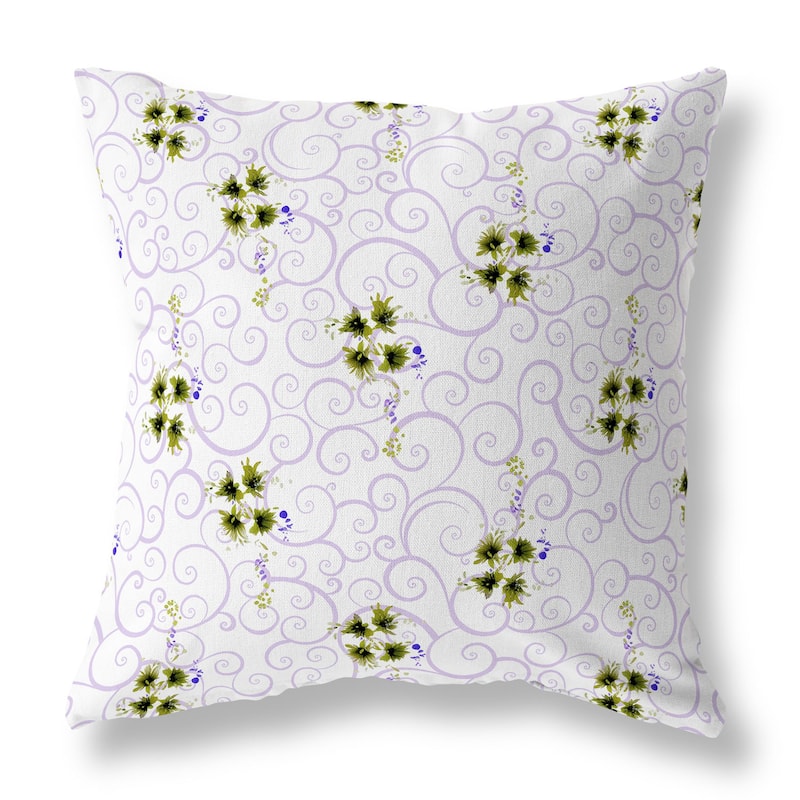 Purple And Green Orchid Artistry Indoor/Outdoor Throw Pillow Zipper