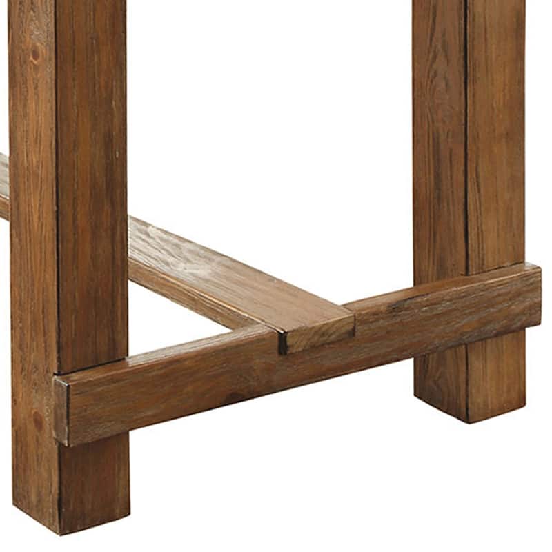Wooden Top Bar Height Table with Thick Block Legs, Brown
