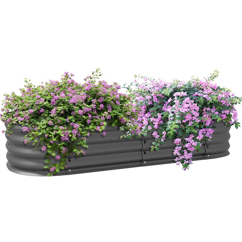 Outsunny 4.9' x 2' x 1' Galvanized Raised Garden Bed Kit, Outdoor Metal Elevated Planter Box with Safety Edging