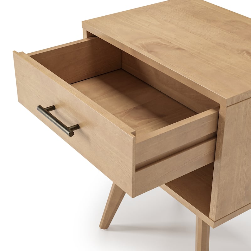 Mid Century Modern One Drawer Nightstand - White Finish