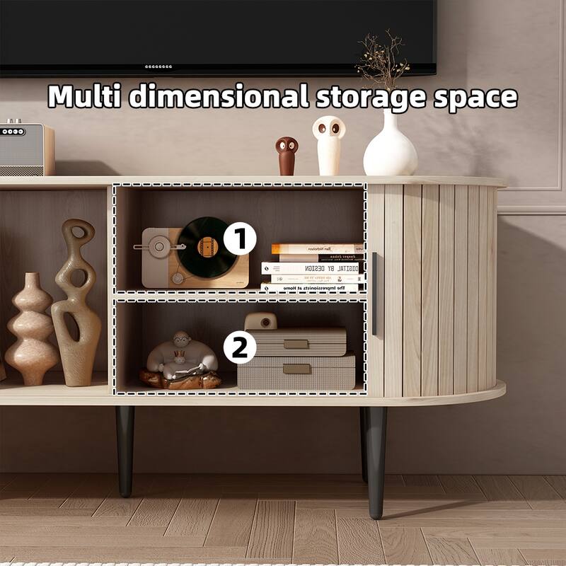 TV Stand, 47" Modern TV Console Table with Storage Compartment and Sliding Door, Gaming Entertainment Center with Cabinet