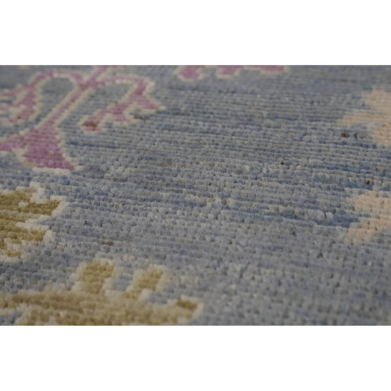 Hand Knotted Oriental 100% Wool Carpet Transitional All-Over Navy Blue & Blues Oushak Area Rug - 11' 11'' X 9' 3''