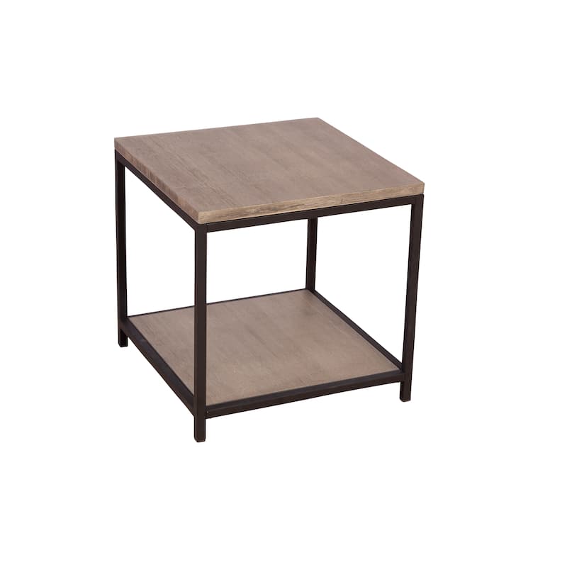 Eccostyle 2-Tier Solid Bamboo Steel Frame End Table - Brushed Brown - 20x20x20 - Brushed Gray