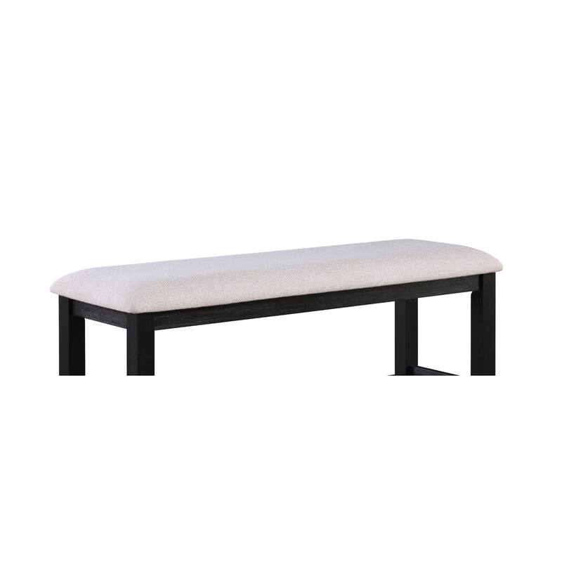 1pc Transitional Relaxed Vintage Style Charcoal Black Finish Counter Height Bench Fabric