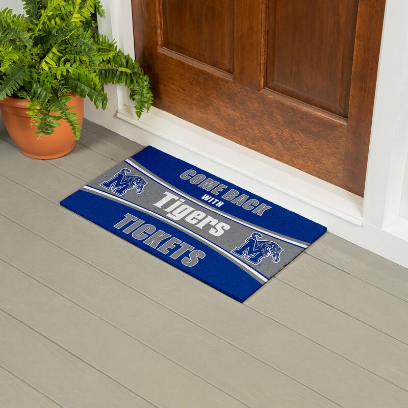 University of Memphis 28 in. x 16 in. PVC "Come Back With Tickets" Trapper Door Mat