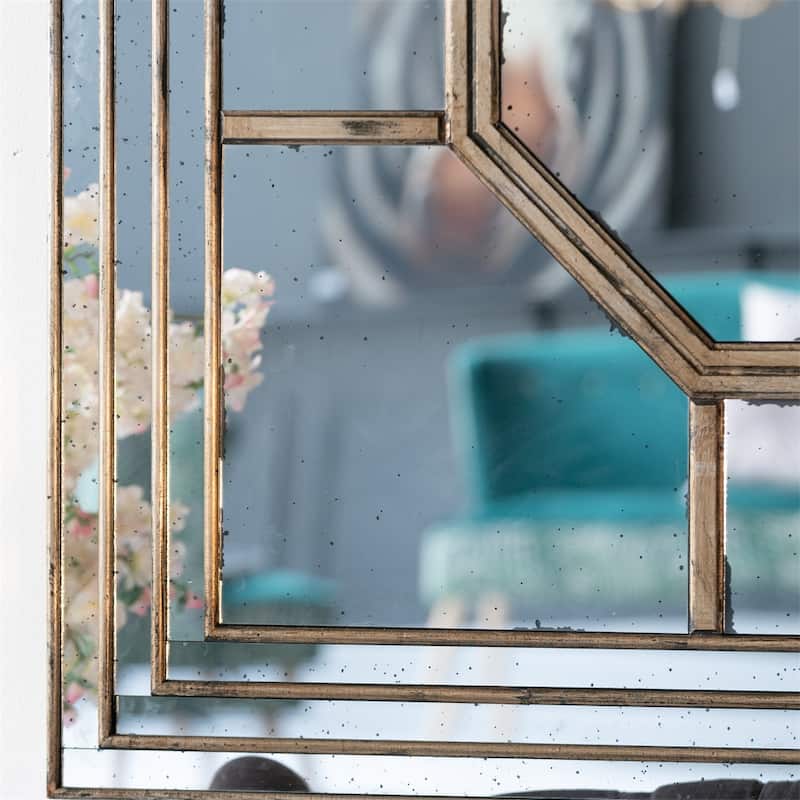 Antique Style Decorative Square Wall Mirror with Mirrored Frame