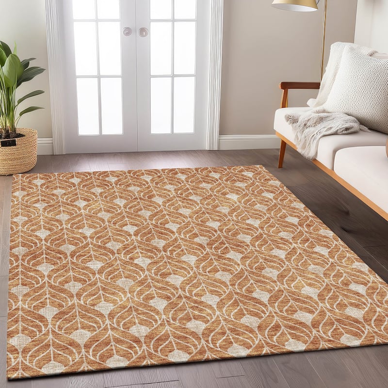 Machine Washable Indoor/ Outdoor Chantille Geo Teardrop Rug