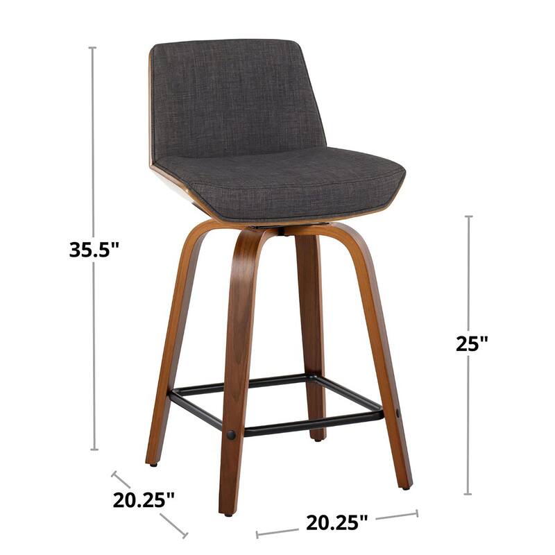 Carson Carrington Clemens 24" Fixed-Height Counter Stool with Bent Wood Legs & Square Footrest (Set of 2)