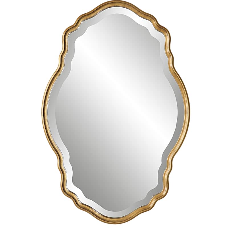 Rich Gold Finish Framed Bevel Wall Mirror - 33.25 x 22.25 x 1.18