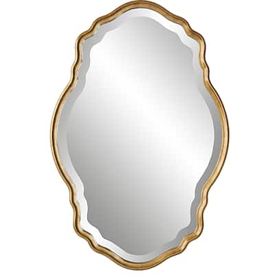Rich Gold Finish Framed Bevel Wall Mirror - 33.25 x 22.25 x 1.18