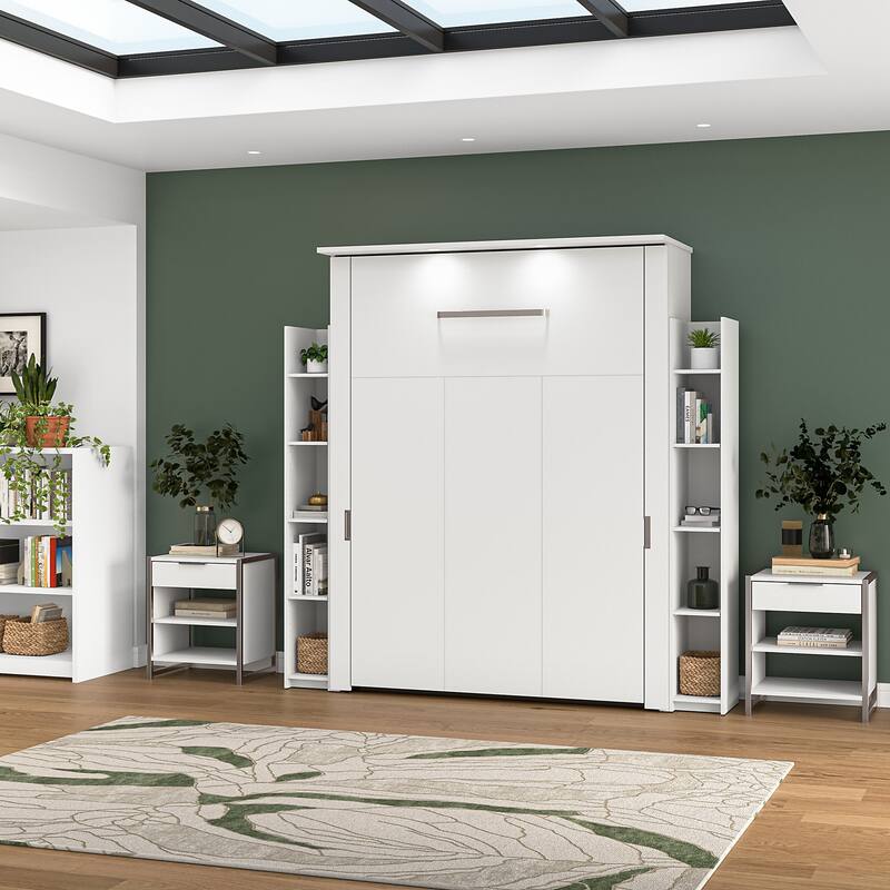 Lumina Queen Murphy Bed with Shelves (88W) by Bestar