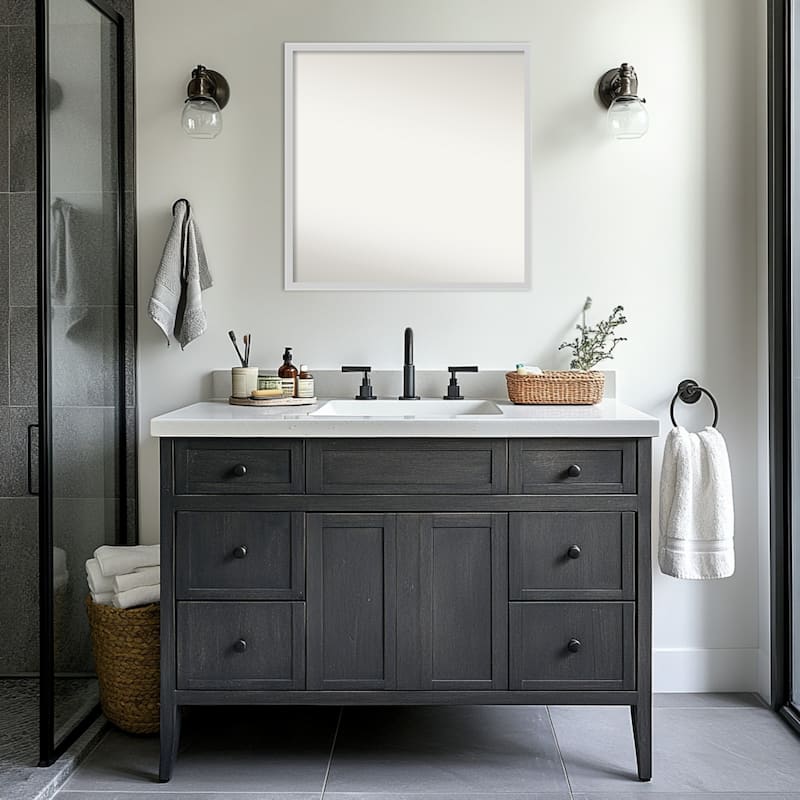 Incline Non-Beveled Wood Framed Bathroom Vanity Wall Mirror