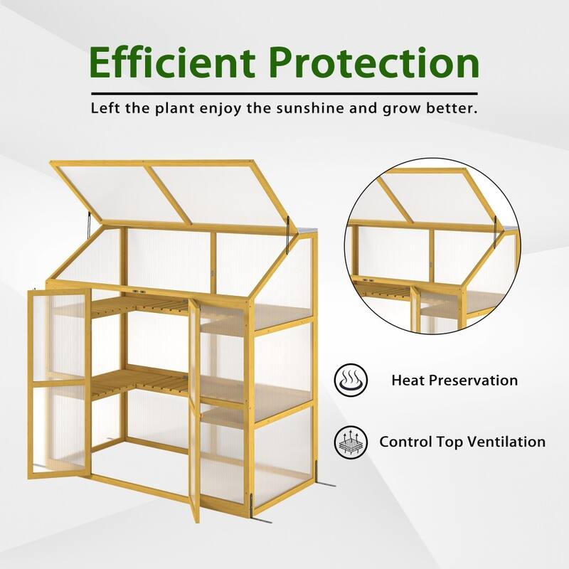 Wooden Greenhouse Polycarbonate Garden Shed for Plants