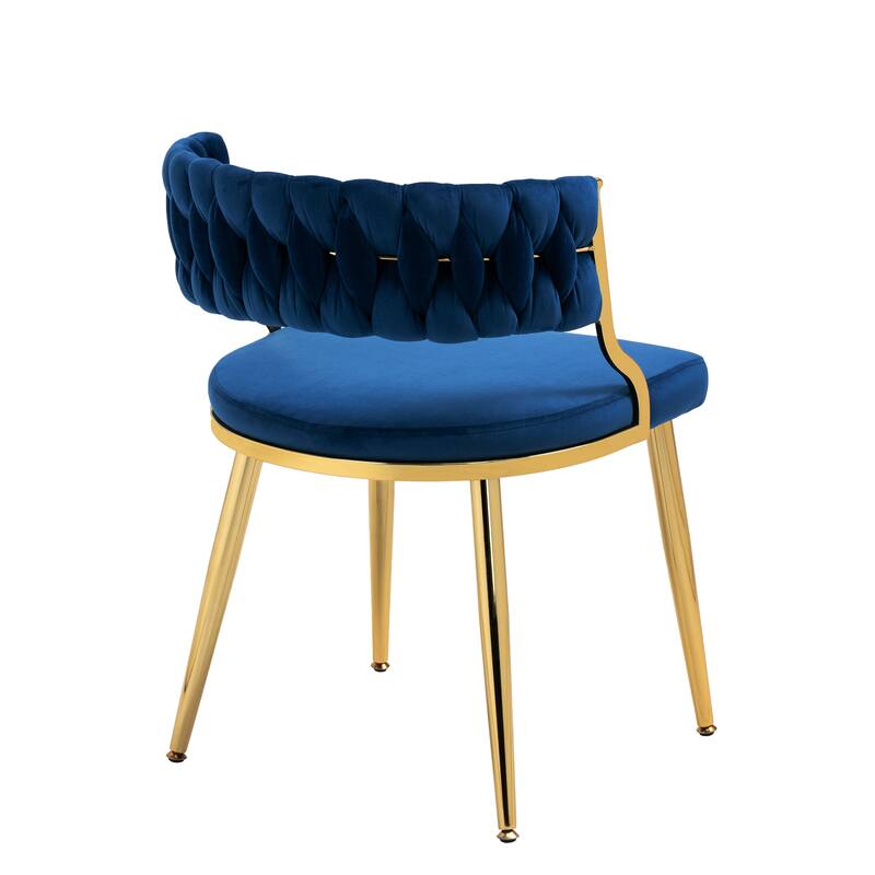 Set of 4 Velvet Dining Chair with Golden Metal Legs