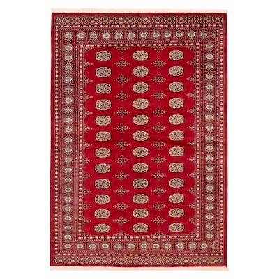 ECARPETGALLERY Hand-knotted Peshawar Bokhara Red Wool Rug - 5'9 x 8'2