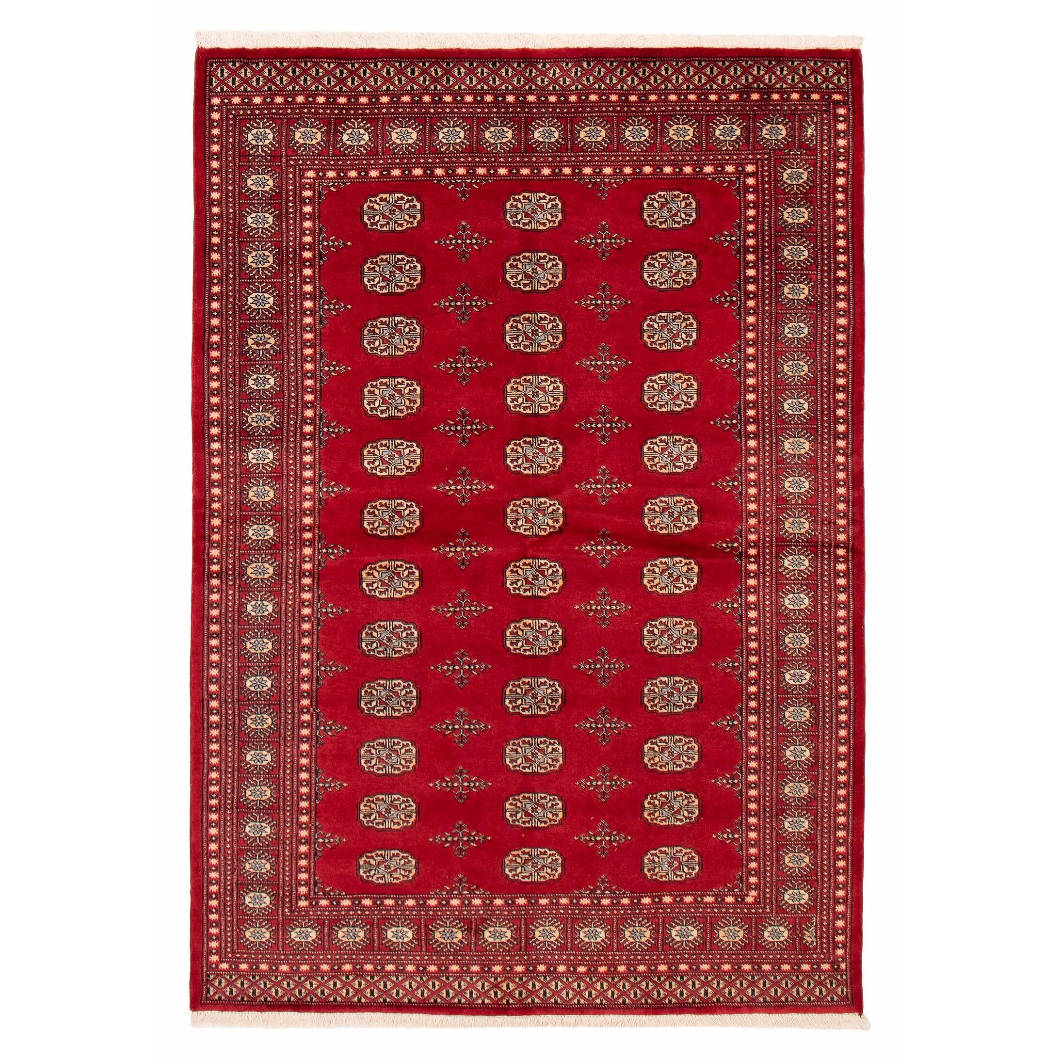 ECARPETGALLERY Hand-knotted Peshawar Bokhara Red Wool Rug - 5'9 x 8'2