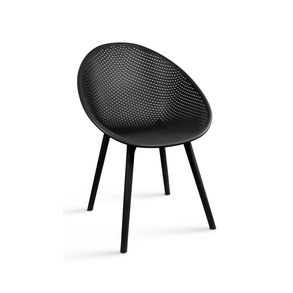 Mid-Century Modern Plastic Dining Chair Plastic Legs with Breathable Perforated Egg Shaped Seat for Indoor/Outdoor Use