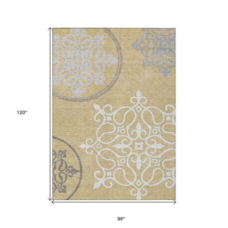 HomeRoots Floral Medallion Transitional Rectangle Outdoor Rug