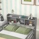 preview thumbnail 7 of 7, Gray Full over Full Solid Wood Bunk Bed with Bookcase Headboard, Safety Rail and Ladder, Can Be Converted into 2 Beds