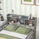 preview thumbnail 7 of 7, Gray Solid Wood Full over Full Bunk Beds with Bookcase Headboard and Detachable Beds