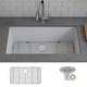 preview thumbnail 1 of 10, Lexicon Drop-In Quartz 32 Inch Single Bowl Kitchen Sink Kit Galaxy White