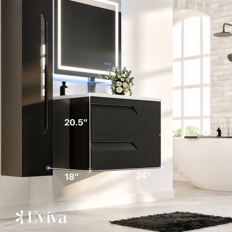 Eviva Joy 24" Wall Mount Bathroom Vanity with Porcelain Top