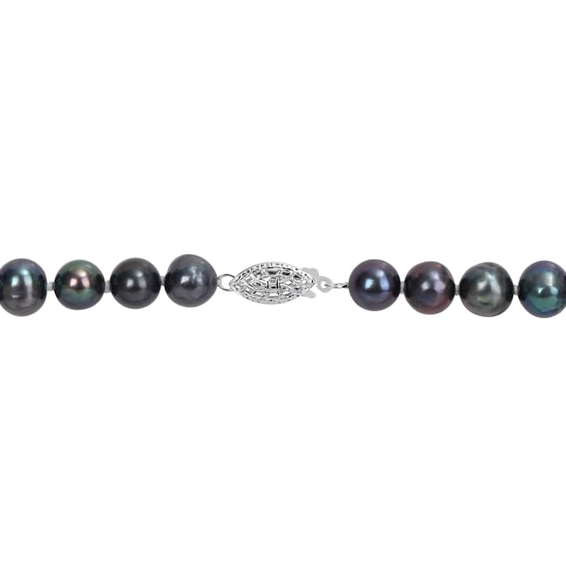 Miadora 7.5-8mm Black Cultured Freshwater Pearl Strand Necklace