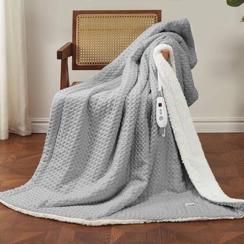 Heated Electric Blanket with LCD Dual Controller, Grey - 72"x84"