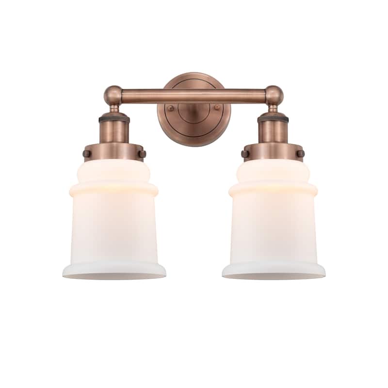Innovations Lighting 616-2W-13-15 Canton Vanity Canton 2 Light 15" - Antique Copper / Matte White