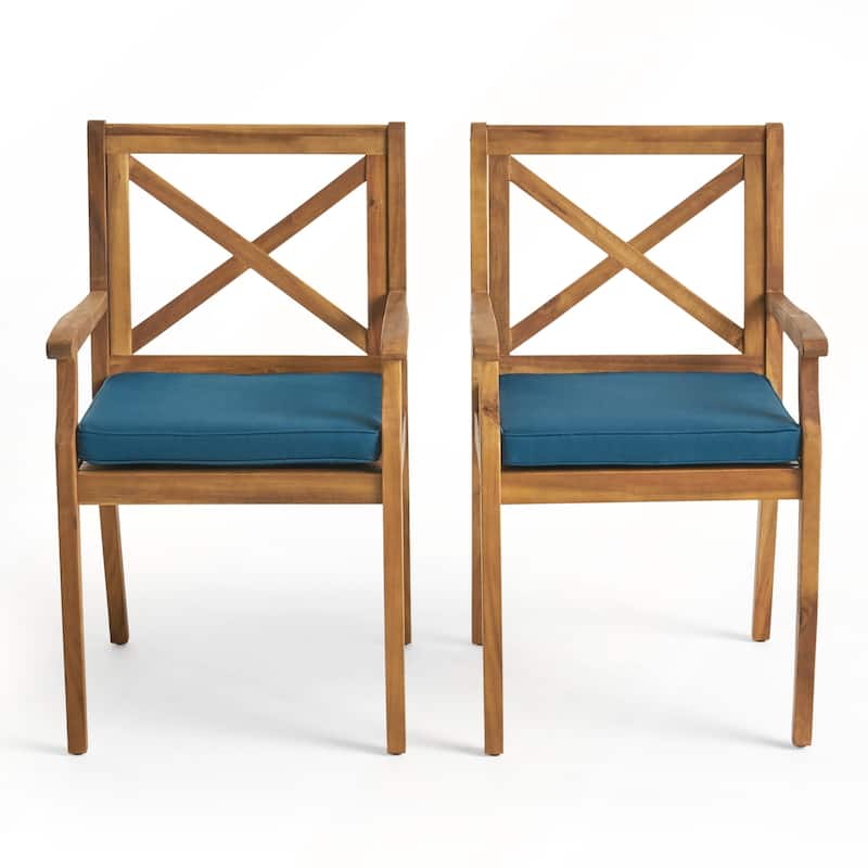 2pcs Dining Chair with with 2 Cushions for Backyard and Garden