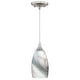 preview thumbnail 1 of 7, Milano Satin Nickel Mini Pendant Ceiling Light Gray White Glass - 4.75-in W x 9.75-in H x 4.75-in D Satin Nickel - 4.75-in W x 9.75-in H x 4.75-in D
