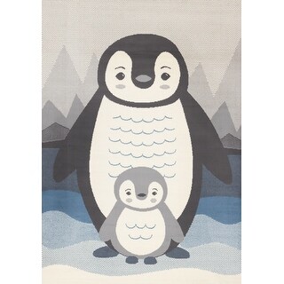 Mama Baby Penguin Kids Area Rug, 3'11" x 5'7"