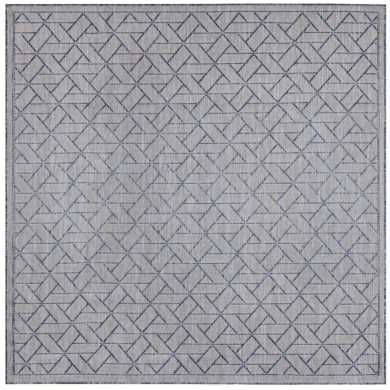 Liora Manne Carmel Pyramid Indoor/Outdoor Rug - 7'10" Square - Navy