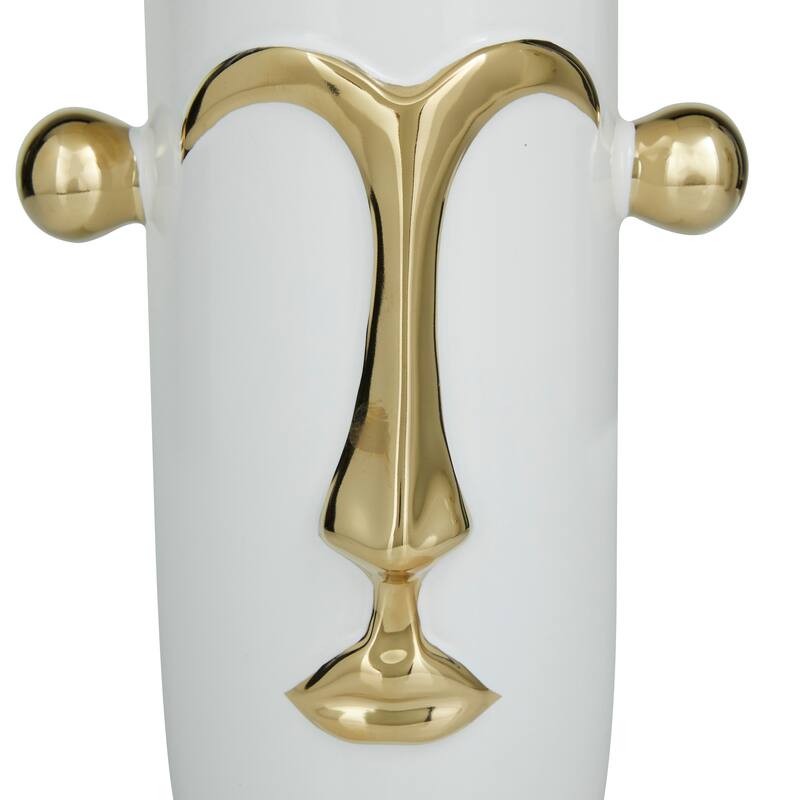 Ceramic Face Vase with Gold Details (Set of 2) - White or Black