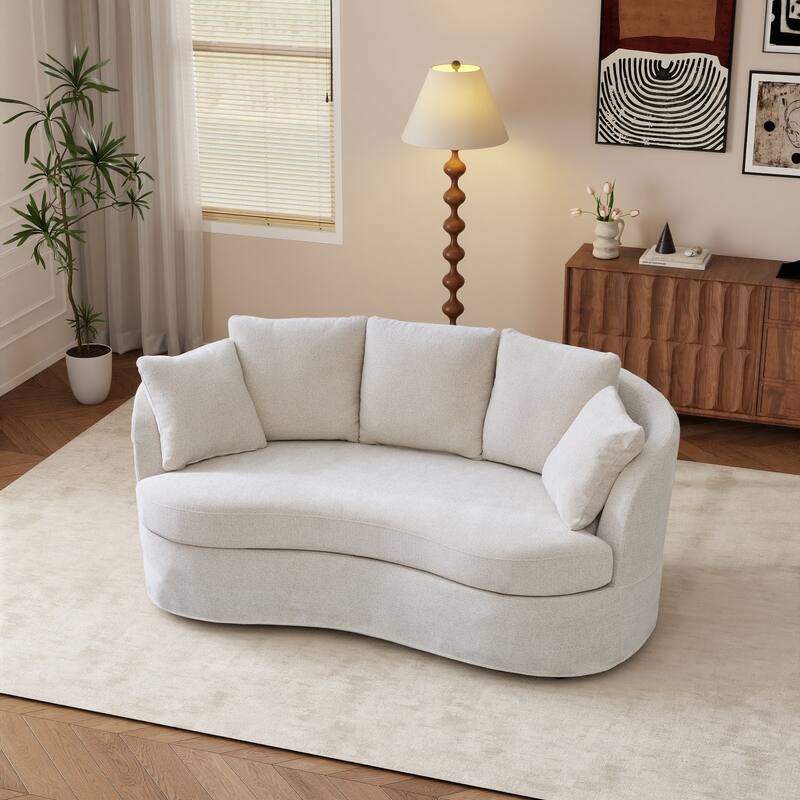 73.8"W Modern Wide Curved Sofa, Modern Luxury Plush Chenille