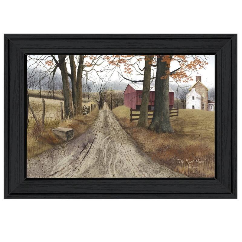 TrendyDecor4U Farmhouse "The Road Home" Framed Print Wall Art by Billy Jacobs - Earthtone
