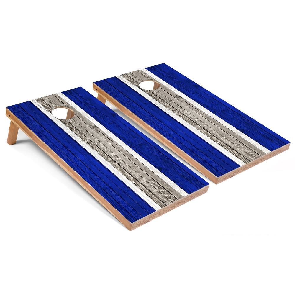 Solid Wood Cornhole Boards - Royal Stripes Design