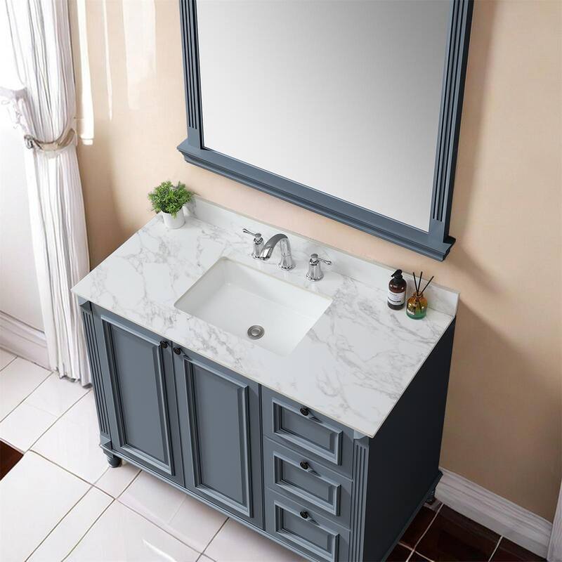 Durable Vanity Top with Pre-Drilled Faucet Holes, White Ceramic Sink, and Elegant Design - 49.02in L