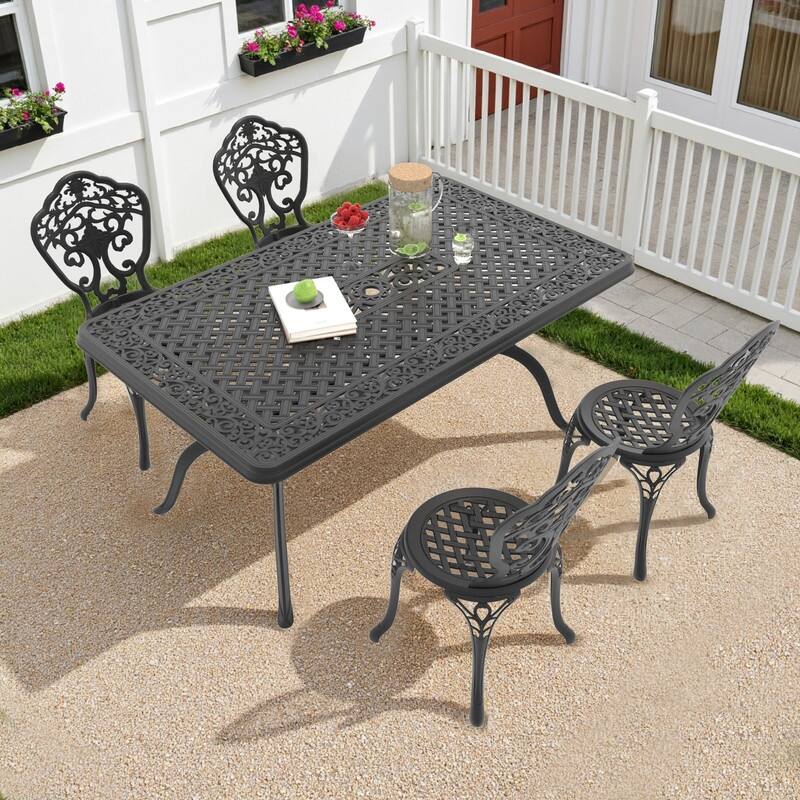 Traditions 5-Piece Patio Outdoor Dining Set with 4 Dining Chairs and Rectangular Dining Table, Rust Free