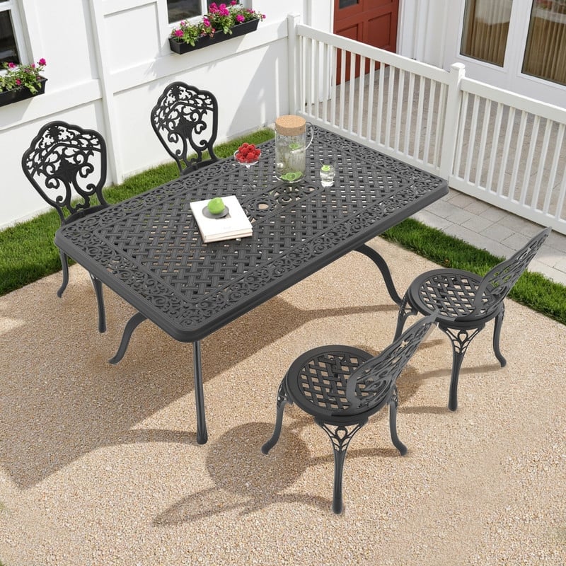 Traditions 5-Piece Patio Outdoor Dining Set with 4 Dining Chairs and Rectangular Dining Table, Rust Free