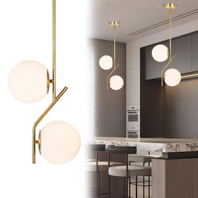 Gold Glass Globe Mid Century Modern Pendant Light for Kitchen Island