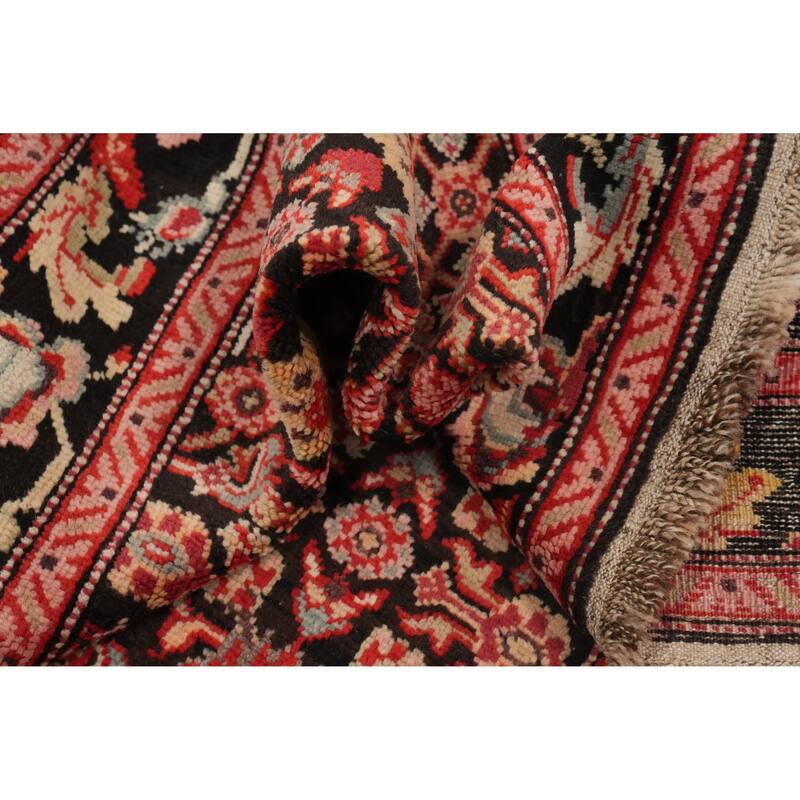 Hand Knotted Oriental 100% Wool Carpet Traditional Geometric Black Karabagh Runner Rug - 19' 1'' X 3' 7''