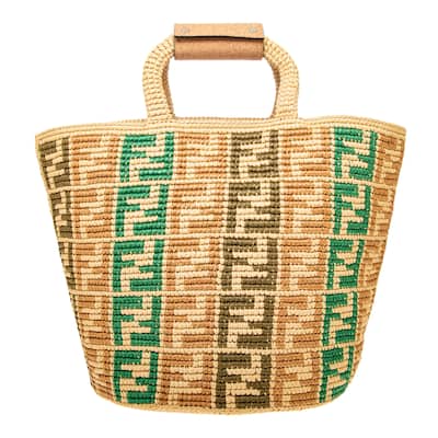 Fendi FF Raffia Shopper Tote